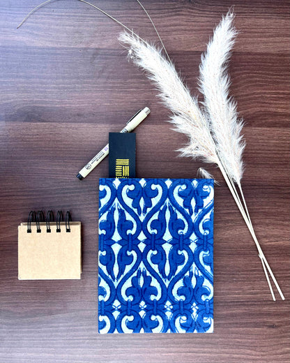 Azure Elegance - Handcrafted Block Print Diary