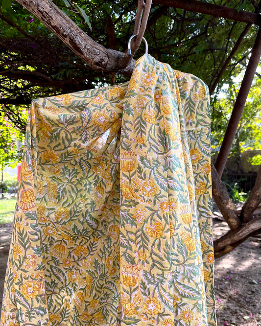 Sunshine Garden - Hand Block Printed Dupatta