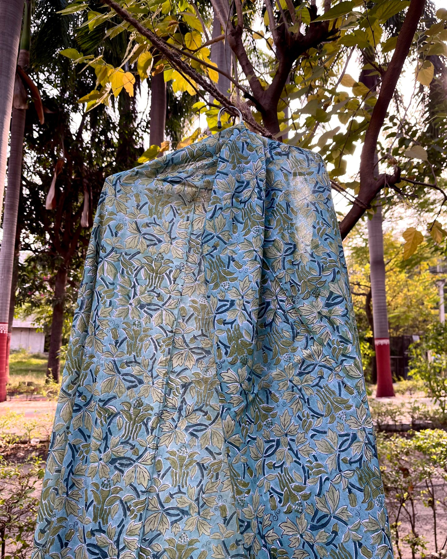 Whispering Leaves - Serene Block Print Dupatta