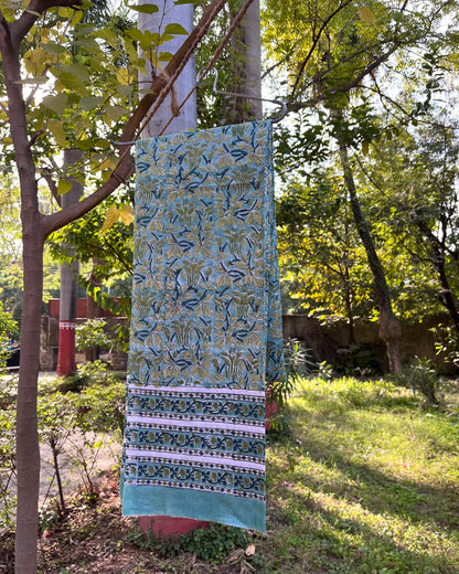 Whispering Leaves - Serene Block Print Dupatta