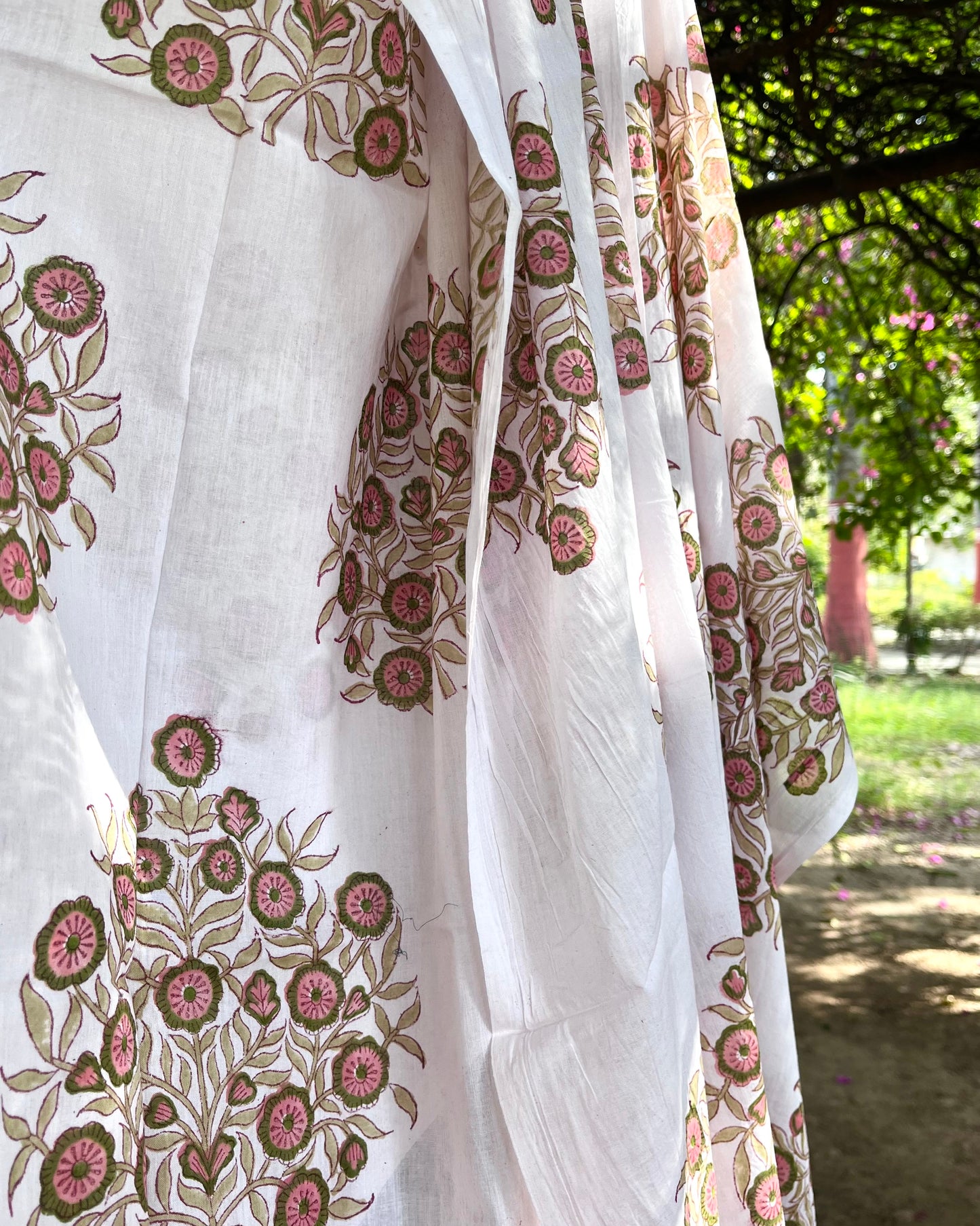 Garden Whispers - Handcrafted Block Print Dupatta