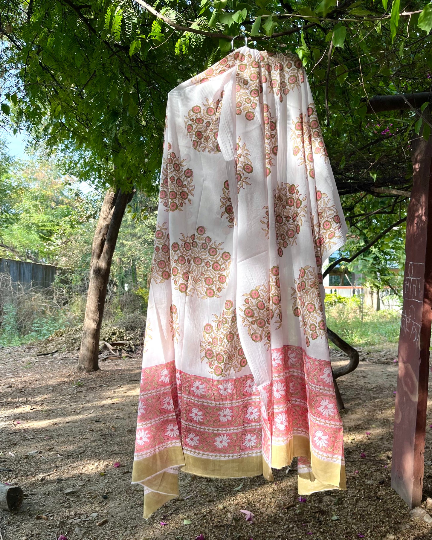 Garden Whispers - Handcrafted Block Print Dupatta