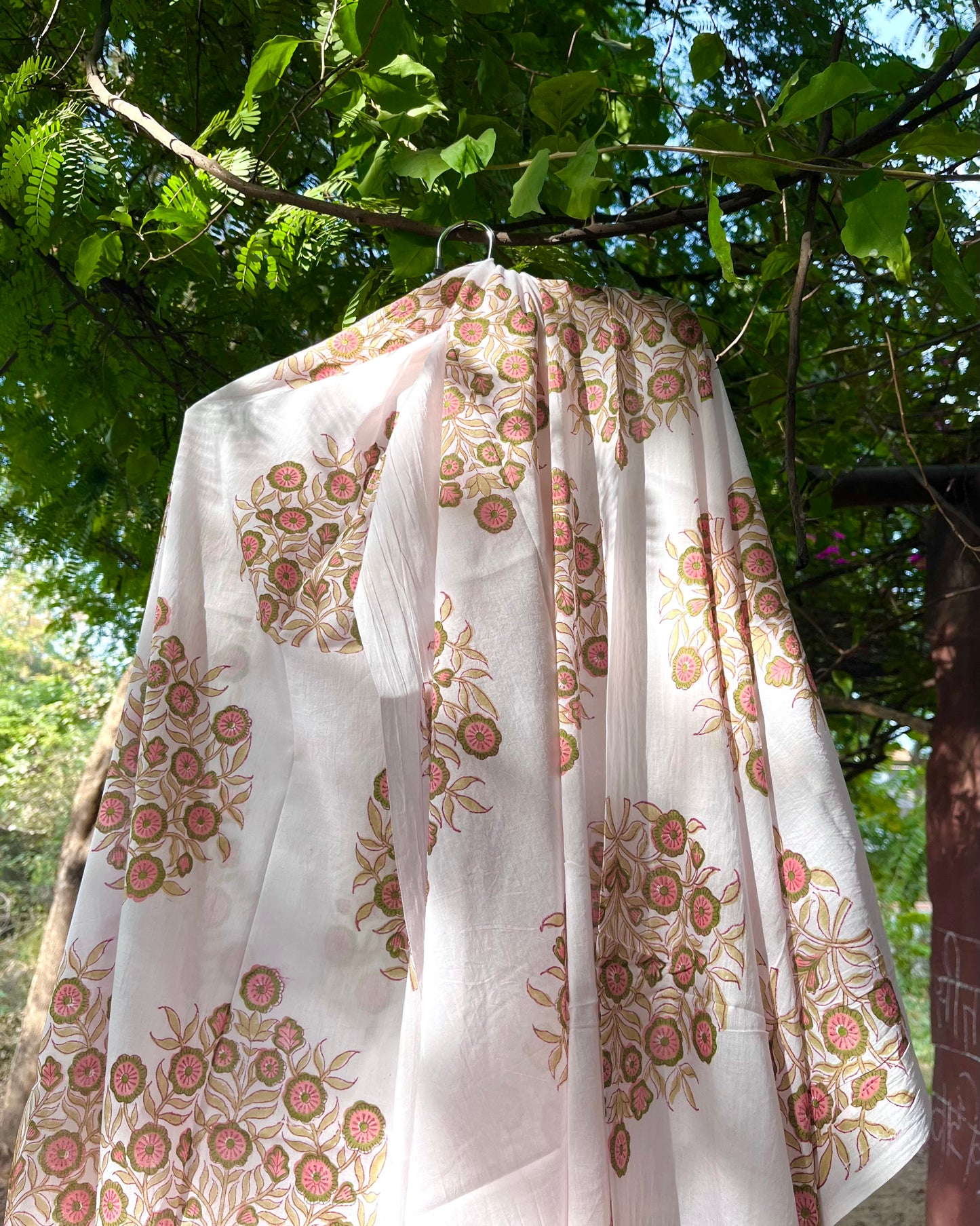 Garden Whispers - Handcrafted Block Print Dupatta