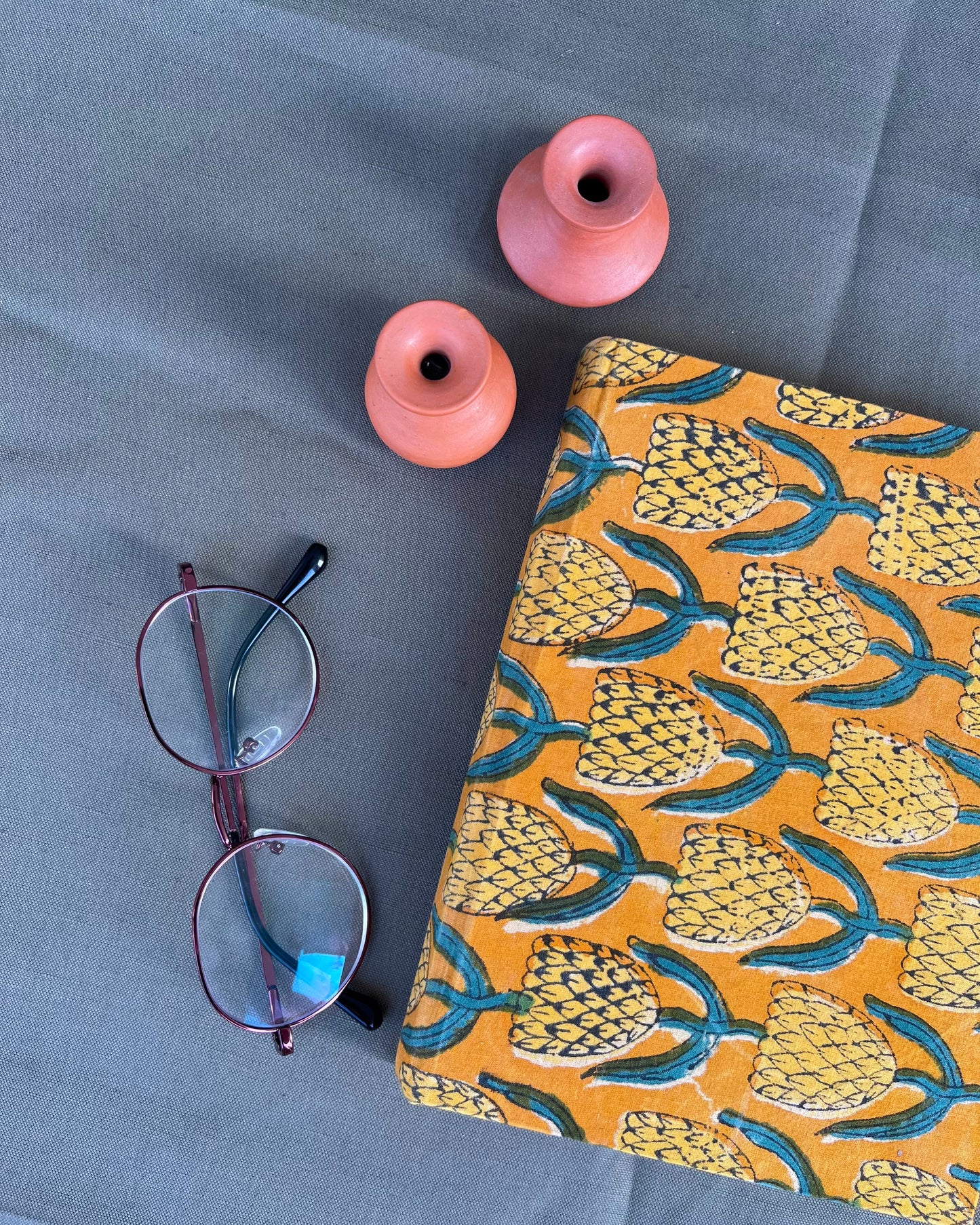 Tropical Tease - Handcrafted Block Print Pineapple Diary