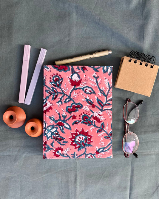 Vibrant Floral Bloom - Block Print Diary