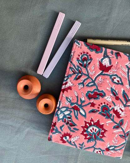 Vibrant Floral Bloom - Block Print Diary