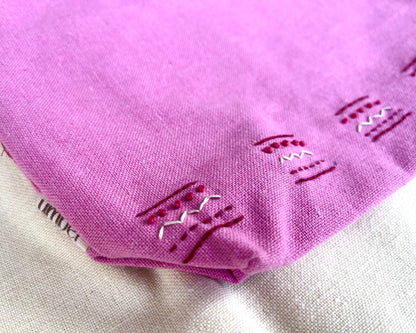 Lilac Dream Embroidered Pouch: Simple Chic Hand Stitched Accessory Bag