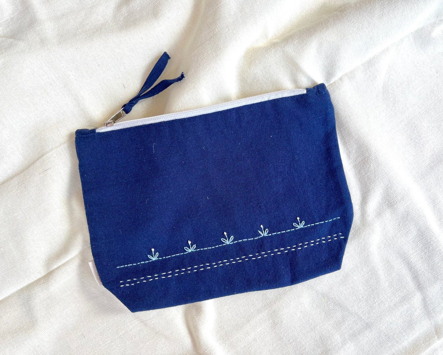 Midnight Blossom Embroidered Pouch: Flora Stitched Travel Accessory