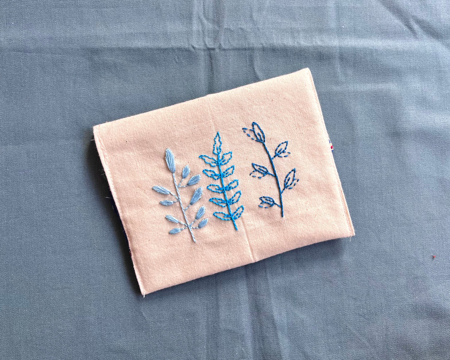 Leafy Blue Mini Pouch