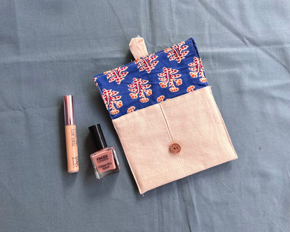 Leafy Blue Mini Pouch