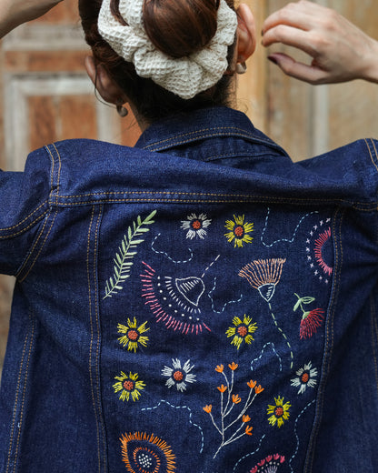 Wildflower - Hand Embroidered Denim Jacket