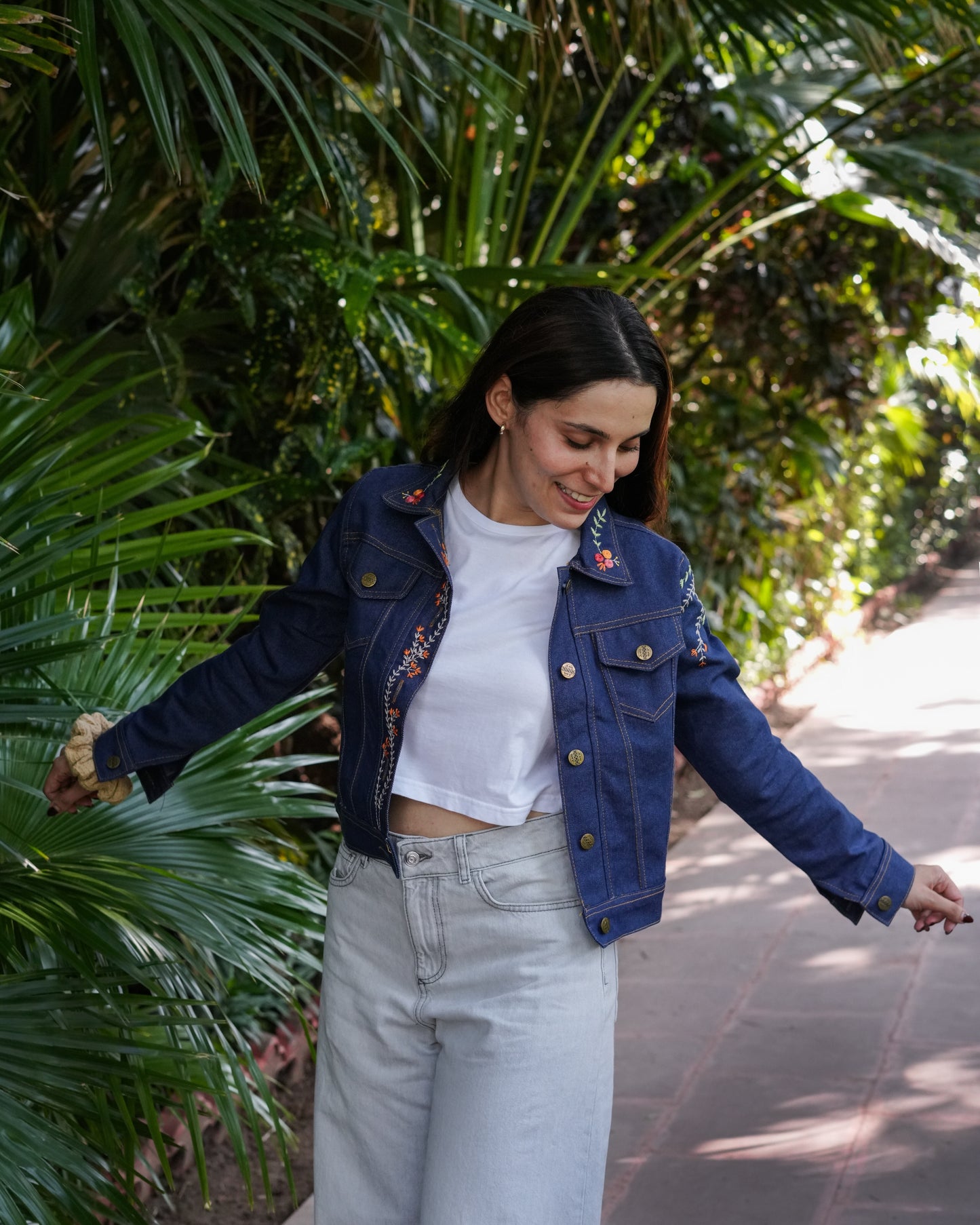 Garden Reverie - Hand Embroidered Denim Jacket