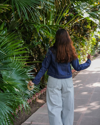 Garden Reverie - Hand Embroidered Denim Jacket