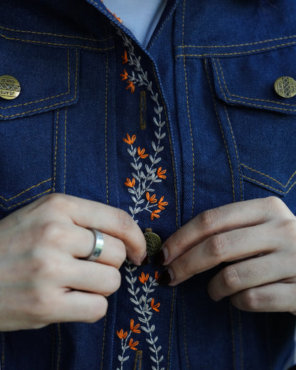 Garden Reverie - Hand Embroidered Denim Jacket