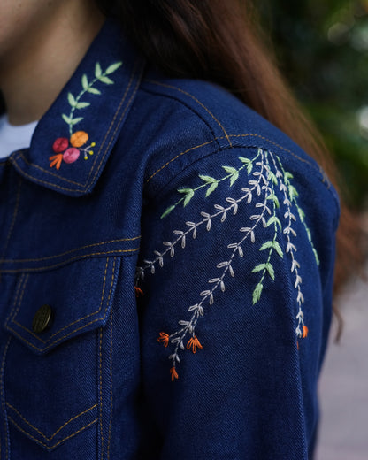 Garden Reverie - Hand Embroidered Denim Jacket