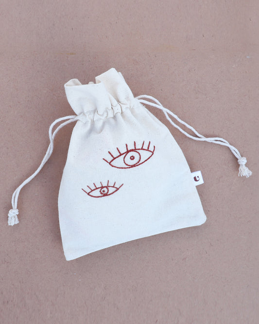 Warli art evil eye potli bag (Set of 3)