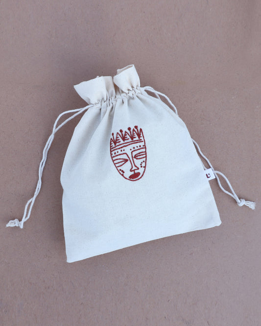 Warli art tribal face potli bag (Set of 3)